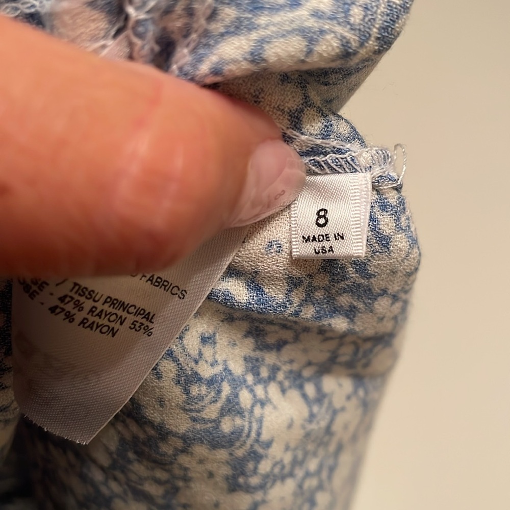 Reformation Size 8 Blue White Floral Mini Skirt - Picture 5 of 10